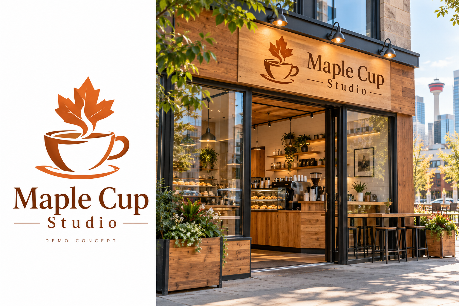Maple Cup Studio (Demo) — fictional logo and establishment concept