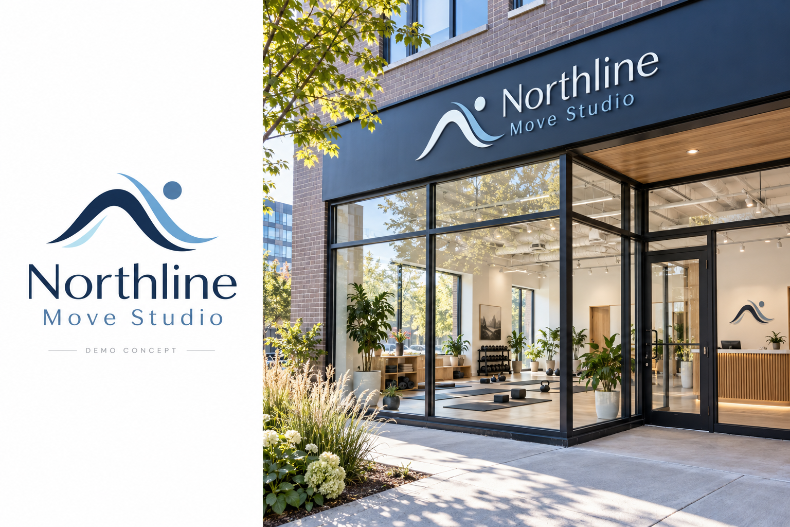 Northline Move Studio (Demo) — fictional logo and establishment concept