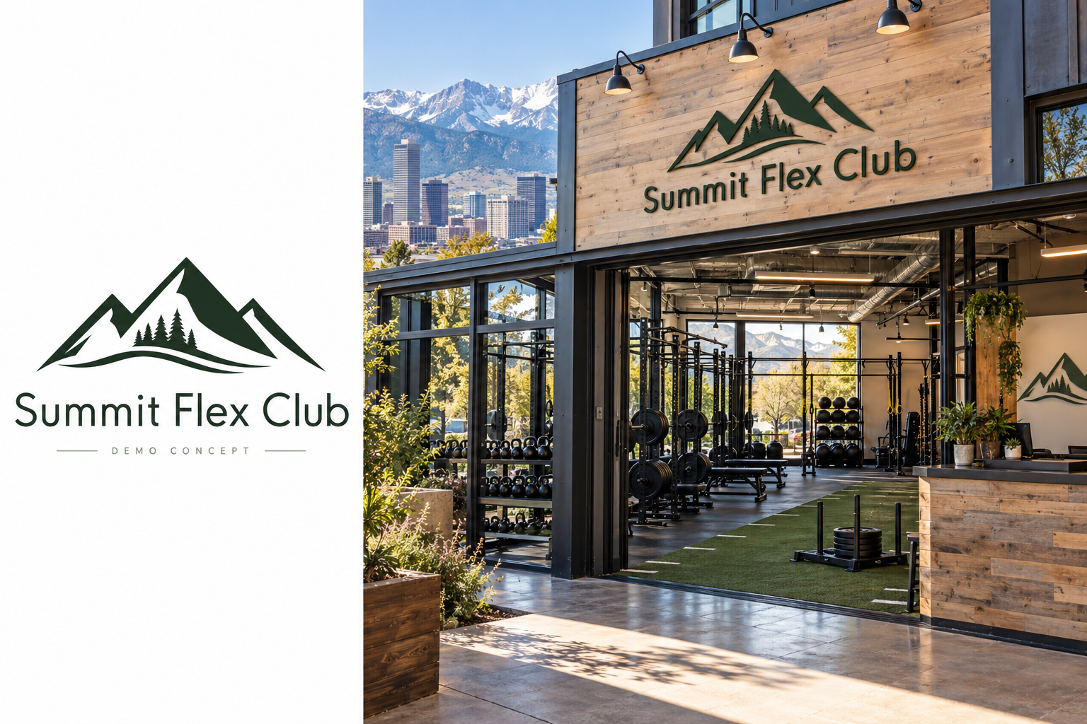 Summit Flex Club (Demo) — fictional logo and establishment concept