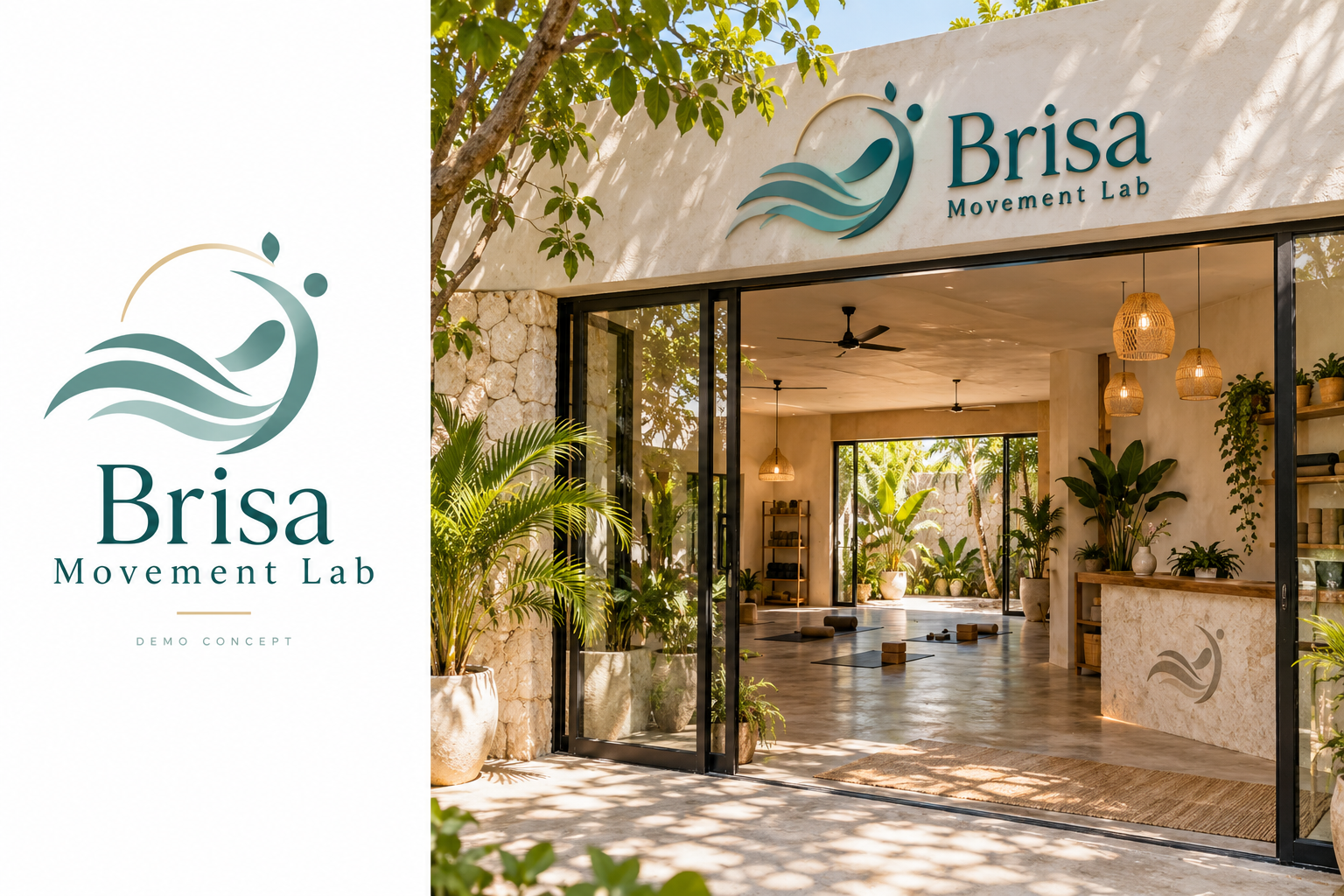 Brisa Movement Lab (Demo) — fictional logo and establishment concept