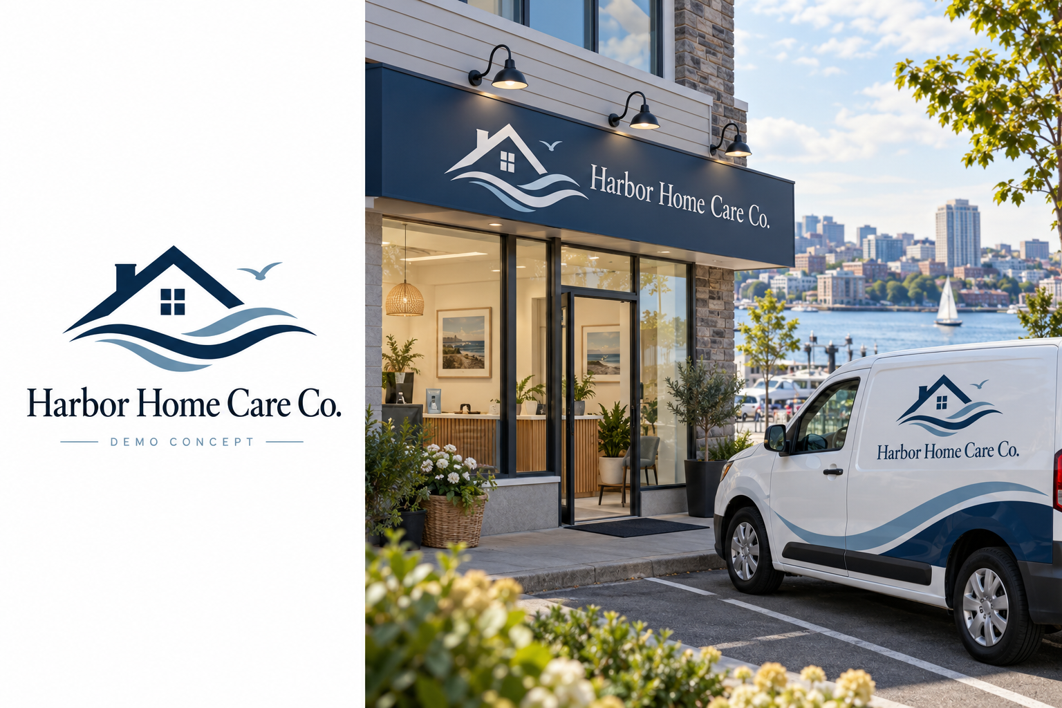 Harbor Home Care Co. (Demo) — fictional logo and establishment concept