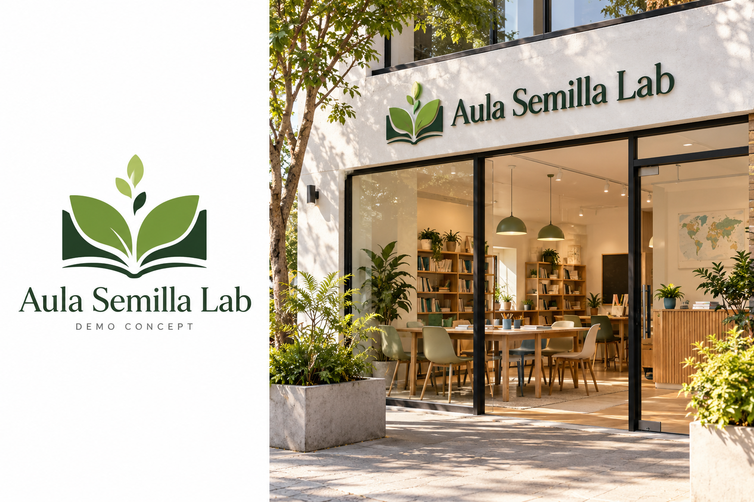 Aula Semilla Lab (Demo) — fictional logo and establishment concept