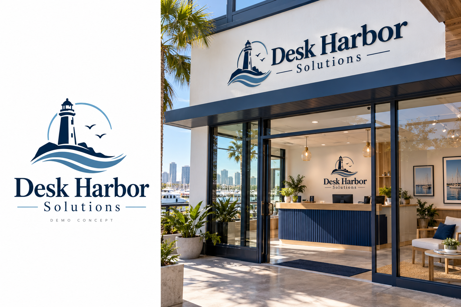 Desk Harbor Solutions (Demo) — fictional logo and establishment concept